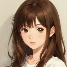 little beauty girl with brown hair. By Ruan Jia. Ayami Kojima. Masterpiece