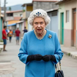 Queen Elizabeth in the streets of a Brazilian favela