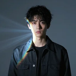 “Prism in the shape of a cool guy, refraction, beam shining through, epic, 8k”