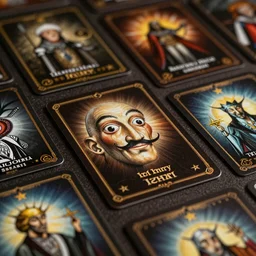 full set of illuminati cards in the style of Salvador Dali, hyper-realistic, highly detailed, intricate detail, depth of field, High definition, 8k, octane render, artstation