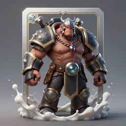 garrosh as gigachad with heartstone card, realistic, trending on artstation, digital art, 4 k, hyper realistic, splash art, sharp focus