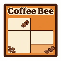 square shaped flyer design for a coffee bean company, layout design, dark brown and orange colour palette, template layout