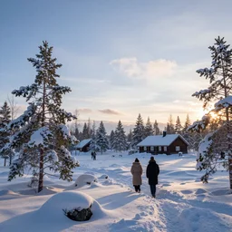 a 4 k beautiful scene in the middle of the winter in lapland with morning light dslr detailed digital art by ivan shishkin and anton fadeev 4 k hd realism rendered in unreal engine