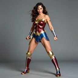 full body shot of wonder woman, gal gadot, high detail, dynamic pose