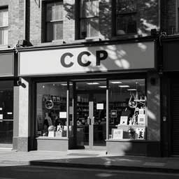 CCTV footage, the store, black and white with mixed noise,