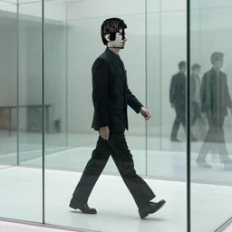 screenprint of marcel duchamp walking through glass