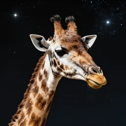 a ranga giraffe with a mullet haircut in space