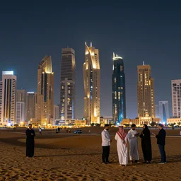 saudi arabian city at night, by chris mars and cornelis boel, beksinski, ross tran, jordan grimme, darren quach, ilya repin