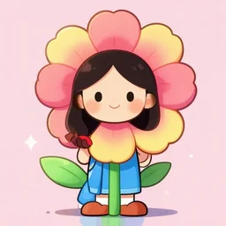 very beautiful cartoonish flower woman