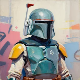 greg manchess portrait painting of bobba fett as overwatch character, medium shot, asymmetrical, profile picture, organic painting, sunny day, matte painting, bold shapes, hard edges, street art, trending on artstation, by huang guangjian and gil elvgren and sachin teng