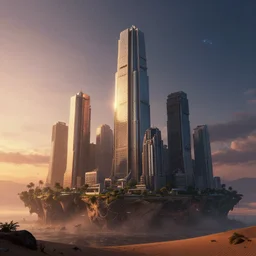 a beautiful photorealistic rendering of city building nature urbex urbex by i. m. pei, darkacademia morning sun architecture island biopunk fantasy cosmic cgsociety sci - fi tokyo evil tron studio ghibli poppy nightvision sunset desert, archdaily, wallpaper, highly detailed, trending on artstation.