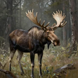 a beautiful painting of a moose, gothic, hd, depth of view.