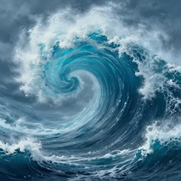 A Beautiful Depiction of An Ocean Maelstrom, Digital Matte Illustration by Dan Mumford and M.W Kaluta, 8k resolution, detailed matte painting, 4k, beautiful lighting, HDR, IMAX, Cinema 4D, shadow depth, Wrathful Ocean Maelstrom