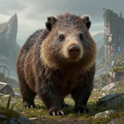 highly detailed portrait photo of a quilboar in a scenic dystopian environment, hyperrealistic illustration by william didier - pouget