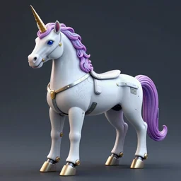 A unicorn, machine, cyberpunk, 3D, detailed, 8k
