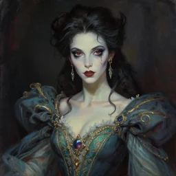 portrait of a stunningly beautiful zombie glamour model, wearing an exquisite gown, greg manchess painting by sargent and leyendecker, studio ghibli fantasy close - up shot asymmetrical intricate elegant matte painting illustration hearthstone, by greg rutkowski by greg tocchini by james gilleard