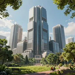 a highly detailed matte painting of a cyberpunk brutalist massive building in the middle of a beautiful park, by artgerm, by wlop, by greg rutkowski, volumetric lighting, octane render, 4 k resolution, trending on artstation, masterpiece