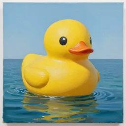 portrait of a yellow rubber duck, by beeple, ocean ， advanced, oil on canvas.