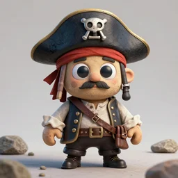 A rock with googly eyes is wearing a pirate's outfit, it is the captain of a crew, hyperdetailed, artstation, cgsociety, 8k