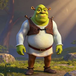 still of Dwayne Johnson in Shrek, 3d animation, DreamWorks style