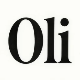 lettering that reads oli in the style of hajime sorayama
