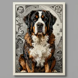 an award winning anamorphosis portrait painting of a st. bernard dog, inspired by lise deharme, albrecht durer, abstract, a level art, intricate, pop surrealism, digital poster, ornately detailed, photorealism, trending in artstation