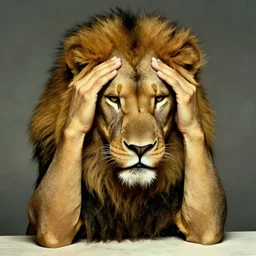 a lion with a massive headache by salvador dali