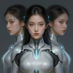 symmetry!! portrait of a pretty girl, sci - fi, tech wear, glowing lights!! intricate, elegant, highly detailed, digital painting, artstation, concept art, smooth, sharp focus, illustration, sam spratt, yanjun cheng, vlad rodriguez, alice zhang