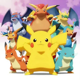 pokemon in fight stance, mix of all known pokemon