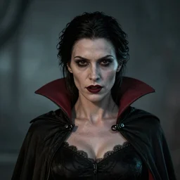 portrait of a lady vampire, 35mm, depth of field ominous, sharp, detailed, photorealistic, high definition, 4k, artstation, donato giancola, Greg Rutkowski, matthew benedict, character design