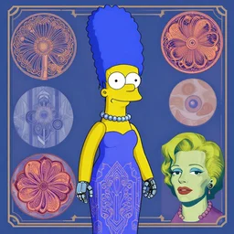 Marge Simpson as a robot, art deco design, by Mandy Jurgens and Warhol, Ernst Haeckel, James Jean, artstation, concept art