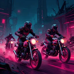 motorbikers race in hell, by beksinski and tristan eaton, dark neon trimmed beautiful dystopian digital art