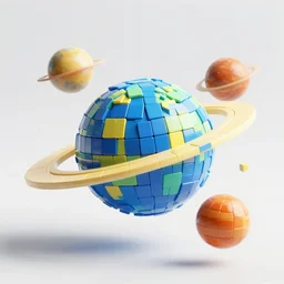 planets made from rubik's cubes