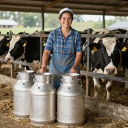 a milkmaid with large milkers