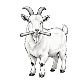 a goat with a churro in its mouth, high quality digital line art