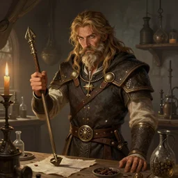 detailed illustration portrait of a fantasy medieval alchemist in medieval lab setting, d & d rpg portrait, pathfinder, rpg art, deviantart, artstation, art by gerald brom