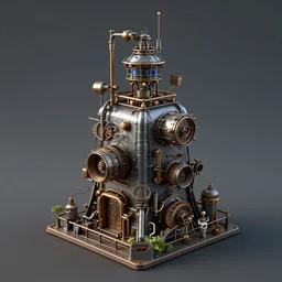 3d art inspired by the game factorio, octane render, trending on artstation, steampunk art