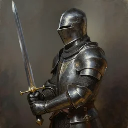 side portrait of knight, holding a sword, d & d, fantasy, highly detailed, portrait, oil, matte, digital painting, trending on artstation, dramatic illumination, ultra realistic, sharp focus, 4 k, art by ruan jia and artgerm and wlop and rutkowski