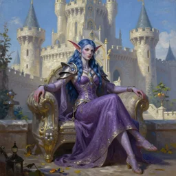 a beautiful portrait painting of a female aasimar being relaxed in bright castle setting, pathfinder, dungeons and dragons, symmetrical, art by artgerm and greg rutkowski and tim hildebrandt