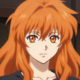 orange long shaggy hair, orange eye shadow, deep orange pupil, mereoleona, black clover anime, by ilya kuvshinov