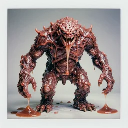 monster made with meat, ooze, slime, veins, crawling, wet, photorealistic, vintage photography, color polaroid, octane render