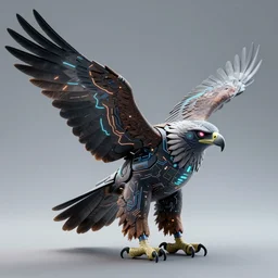 a cybernetically enhanced eagle, digital art, 3 d, render, blender