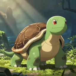 illustration of an new pokemon inspired by an turtle, in pokemon artstyle, extremely coherent