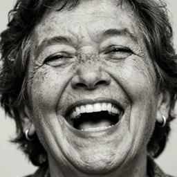 a very old woman's face laughing out loud by bruce gilden, highly detailed, precise