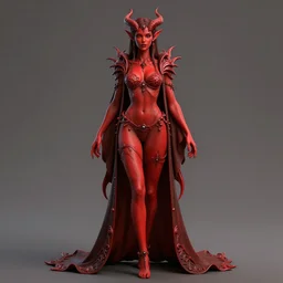 full length complex 3 d hyper realistic smooth ultra sharp render of a gorgeous!! red skin robed princess demoness sorceress woman | beatiful demon girl, agnel of death, bikini | d & d, medieval, fantasy | intricate, high quality | art by oh jinwook + 吵 集 仁 儿 on artstaion + takeshi obata + alphonse mucha + wlop + artgerm