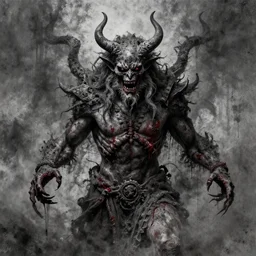 a picture painted with ashes and blood of a dark cruel god.