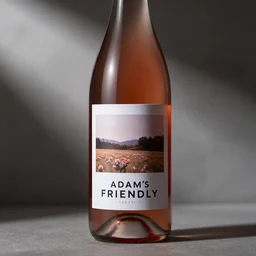 adam's friendly rose wine, wine bottle, friendly modern design label, pink wine, manly