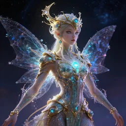 faerie seeker, in the style of fred fields and eva widermann, trending on artstation, volumetric lighting closeup view gigapixel, splash art, interstellar, solarpunk, carolingian