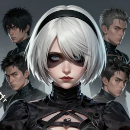 a stunning portrait of a 2 from nier, digital art by julie bell and artgerm and ross tran and angel ganev, close up portrait, highly detailed, trending on artstationhq