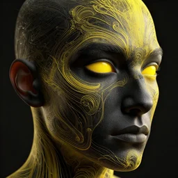 hyper realistic nas, art by greg rutkowski, intricate, ultra detailed, photorealistic, black and yellow colors, trending on artstation, octane render, 4 k, 8 k